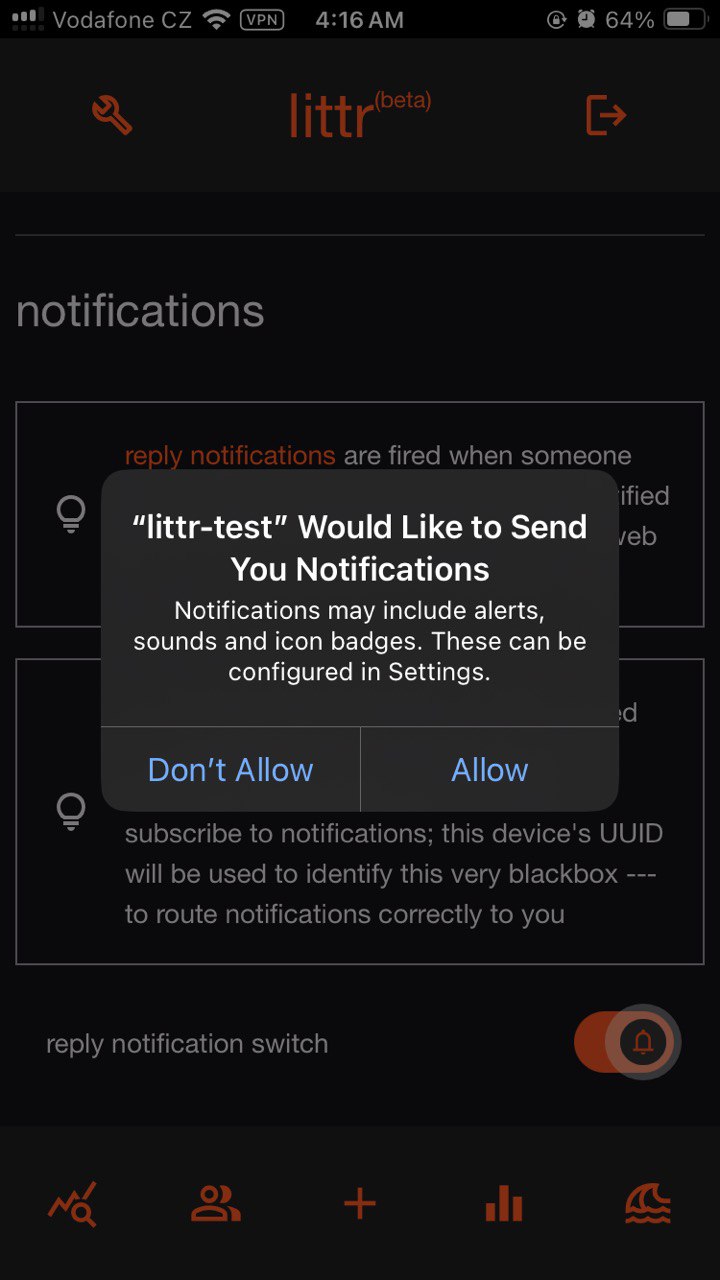 littr app notification dialog