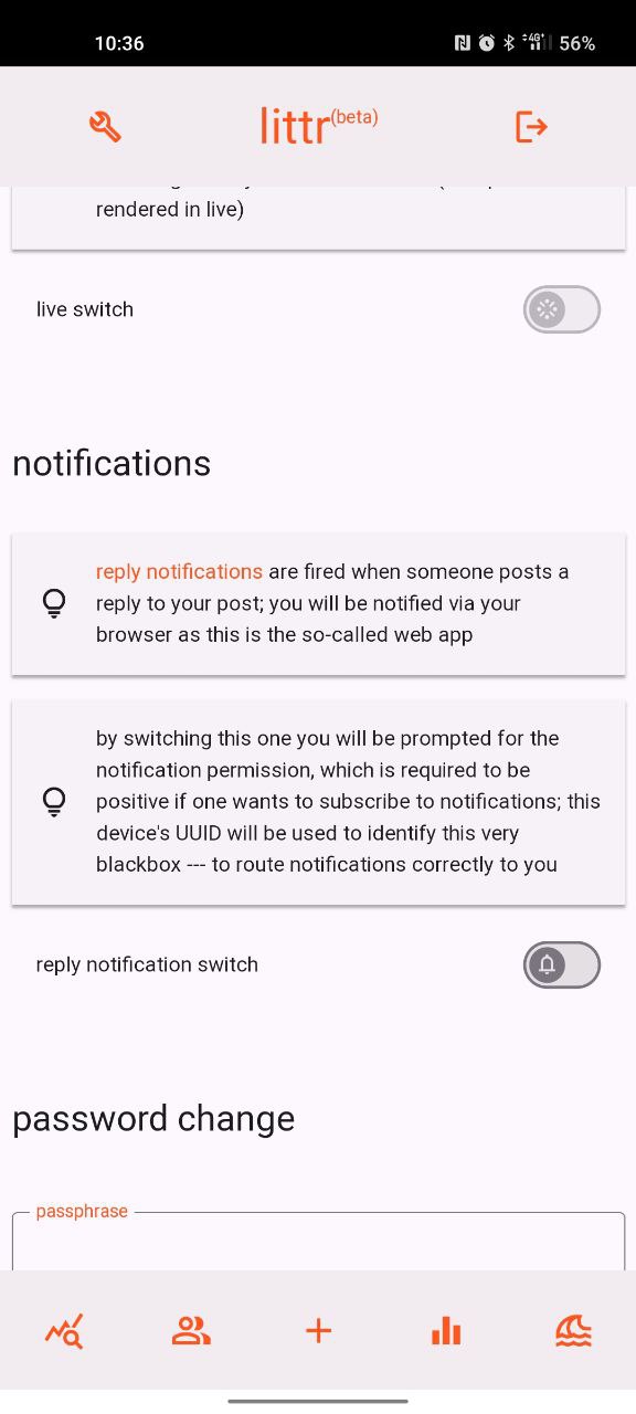 littr settings notifications off