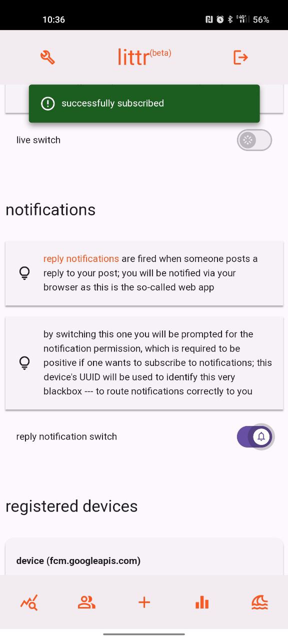 littr settings notifications subscribed